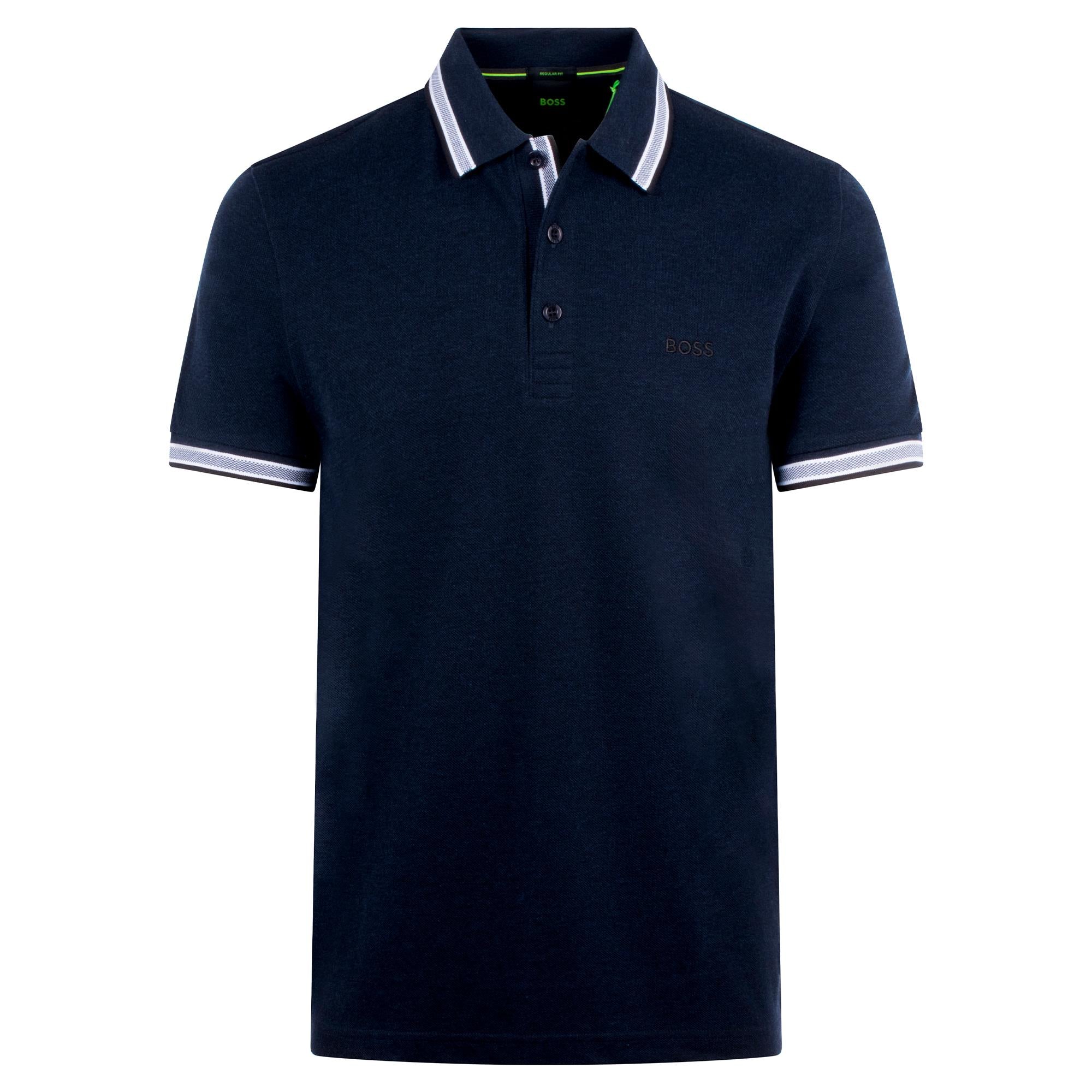 Boss Paddy Cotton Pique Mens Polo Shirt Navy